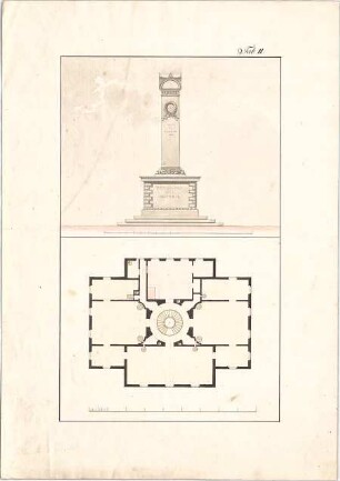 Voit, Johann Michael; Denkmalsentwurf - Grundriss, Ansicht