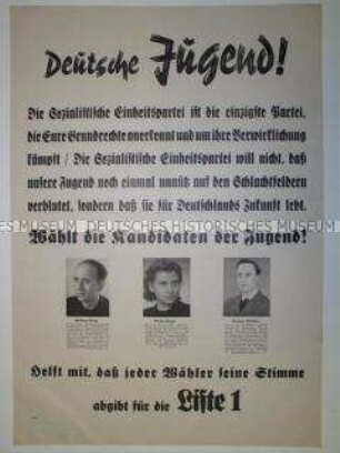 Maueranschlag mit Wahlwerbung der SED zu den Land- und Kreistagswahlen in Mecklenburg-Vorpommern 1946