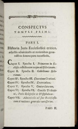 Conspectus Tomuli Primi.