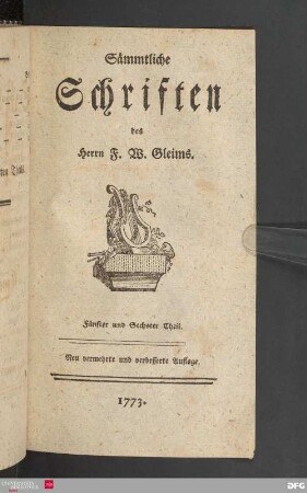 5. Theil: Sämmtliche Schriften des Herrn F. W. Gleims