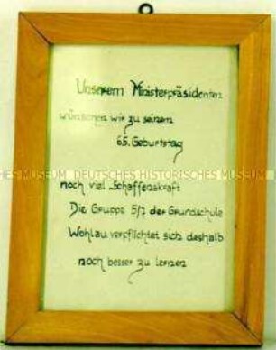Glückwunschblatt, gerahmt