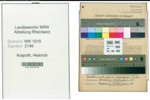 Entnazifizierung Heinrich Krapoth , geb. 17.12.1901 (Dreher)