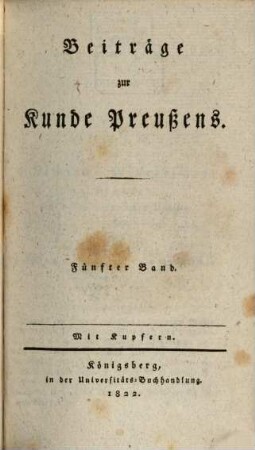 Beiträge zur Kunde Preußens. 5, 5. 1822