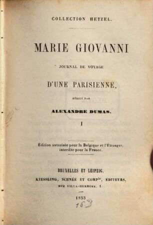 Marie Giovanni : Journal de voyage d'une Parisienne. 1