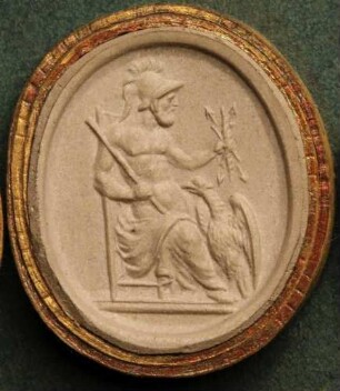Thronender Jupiter mit Donnerkeil, zu seinen Füßen der Adler (Daktyliothek, Supplement)