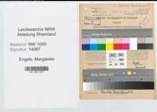 Entnazifizierung Margarete Engels, geb. 01.08.1902 (Postangest.)