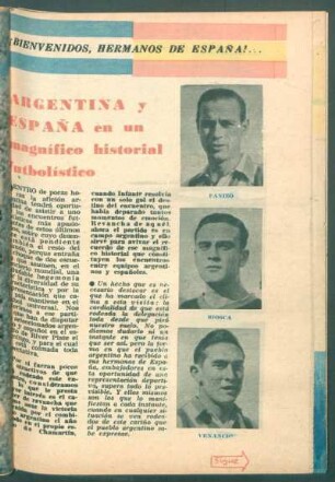 Argentina y España en un magnífico historial futbolístico : ¡Bienvenidos, hermanos de España! ...