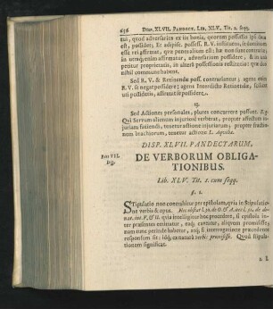 Disp. XLVII. De Verborum Obligationibus.