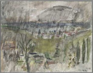 Landschaft im Regen (Blick auf Naumburg)