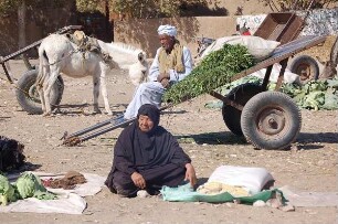 Luxor - Markthändler : Ehepaar als Händler auf dem Markt im Dorf El Gourna, West-Bank, aufgenommen 2006 bei Luxor