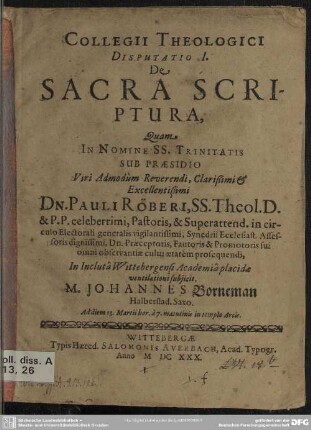 1: De sacra scriptura