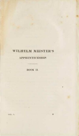 Wilhelm Meister's Apprenticeship. Book II.