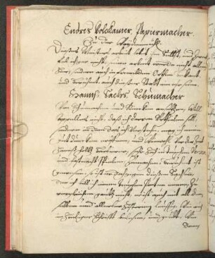 Endres Volckamer, Papiermacher zu der Waydenmühl. - [Endres Volckamer]