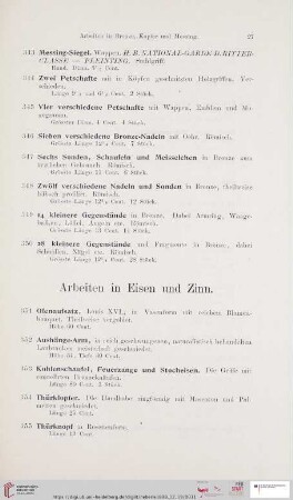Arbeiten in Eisen und Zinn (Nr. 251-373)