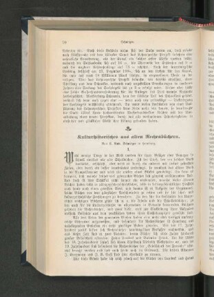 Kulturhistorisches aus alten Rechenbüchern. I.