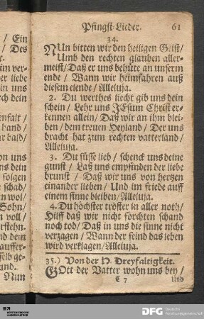 Von der H. Dreyfaltigkeit.