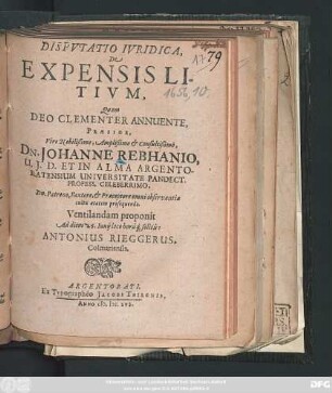 Disputatio Iuridica, De Expensis Litium