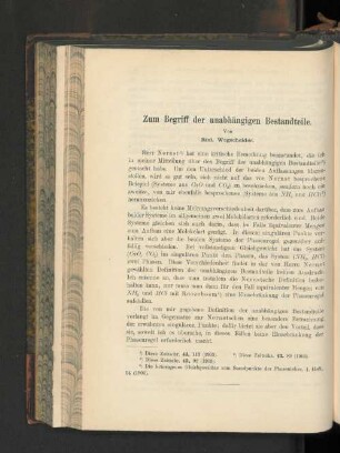 Zum Begriff der unabhängigen Bestandteile.