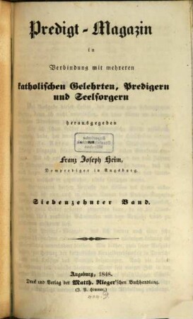 Predigt-Magazin. 17. 1848
