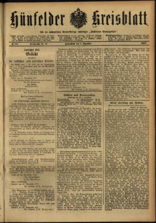 Ausgabe vom Samstag, den 01. Dezember 1917.