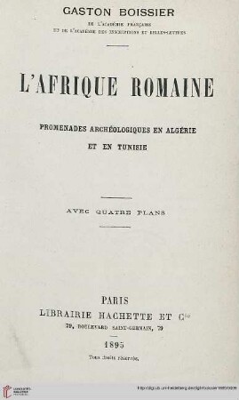 L' Afrique romaine : promenades archéologiques en Algérie et en Tunisie