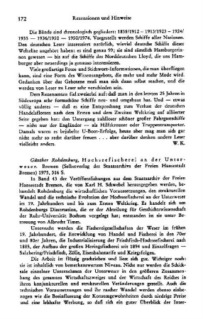 Rohdenburg, Günther :: Hochseefischerei an der Unterweser : Bremen, Selbstverlag des Staatsarchivs der Freien Hansestadt Bremen, 1975