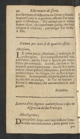 Lettera per doler si di qualche offesa.