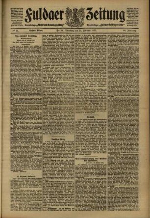 Erste Ausgabe vom Dienstag, den 21. Februar 1911.