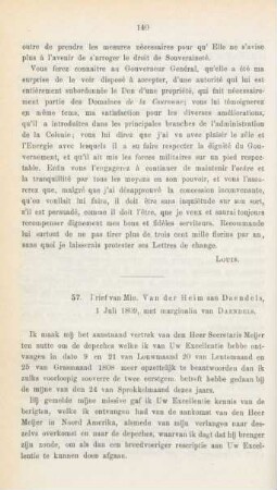 57. Brief van Min. Van der Heim aan Daendels, 1 Juli 1809, met marginalia van Daendels
