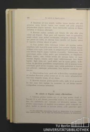 II. De caloris et frigoris causis efficientibus. / II. Von den bewirkenden Ursachen der Wärme und Kälte.