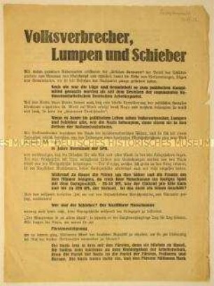 Gegen die Nationalsozialisten und ihre "Lügen" gerichteter programmatischer Wahlaufruf der Sozialdemokratischen Partei Deutschlands mit Aufruf zum Beitritt zur Eisernen Front