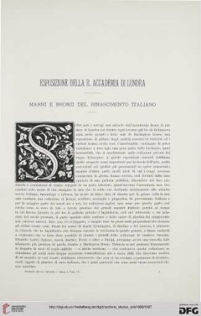 1: Esposizione della R. Accademia di Londra : marmi e bronzi del Rinascimento italiano