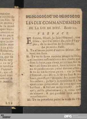 Les Dix Commandemens De La Loi De Dieu.