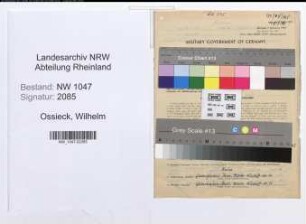 Entnazifizierung Wilhelm Ossieck , geb. 09.02.1897 (Rektor)