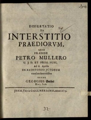 Dissertatio De Interstitio Praediorvm