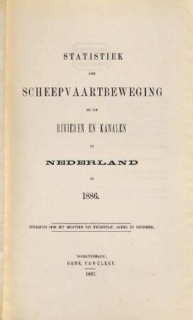 Statistiek der scheepvaartbeweging op de rivieren en kanalen in Nederland. 1886 (1887)