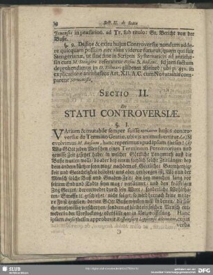 Sectio II. De Statu Controversiae