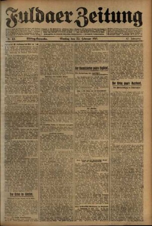 Zweite Ausgabe vom Montag, den 22. Februar 1915.