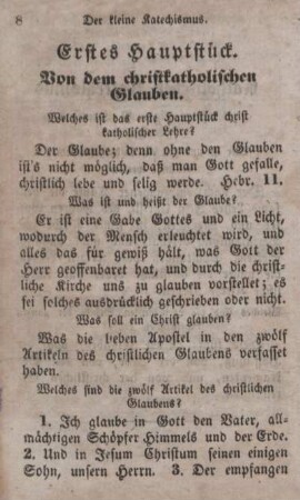 Erstes Hauptstück. von dem christkatholischen Glauben.