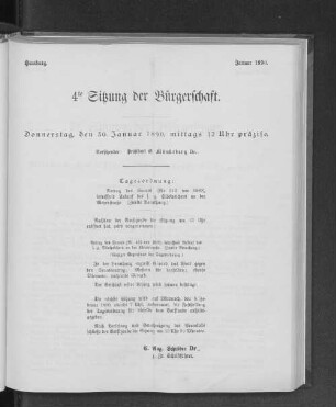 4te Sitzung der Bürgerschaft.