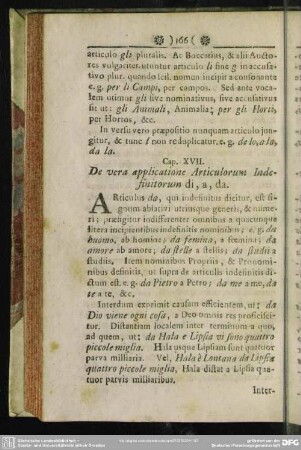 Cap. XVII. De vera applicatione Articulorum Indefinitorum di, a, da