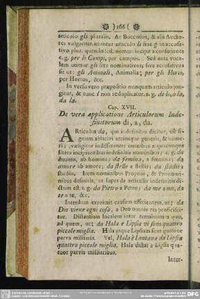Cap. XVII. De vera applicatione Articulorum Indefinitorum di, a, da