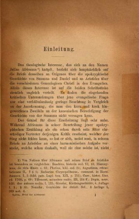 Der Brief des Julius Africanus an Aristides : kritisch untersucht und hergestellt