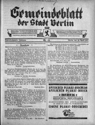 1927,15: Nr. 15, 10. April 1927
