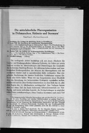 Die mittelalterliche Pfarrorganisation in Dithmarschen, Holstein und Stormarn [1]