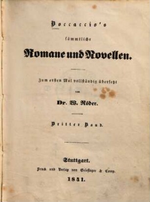 Boccaccio's sämmtliche Romane und Novellen, 3. Dekameron ; Bd. 3