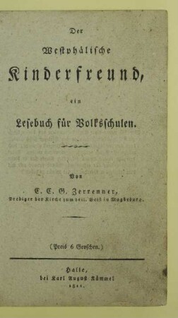Der Westphälische Kinderfreund : ein Lesebuch für Volksschulen