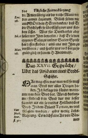 Das XXVII. Gespräche/ Uber das Anschauen eines Brods.