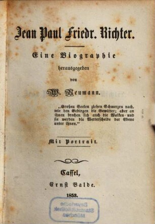Jean Paul Friedr. Richter : eine Biographie