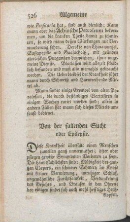 Von der fallenden Sucht oder Epilepsie.